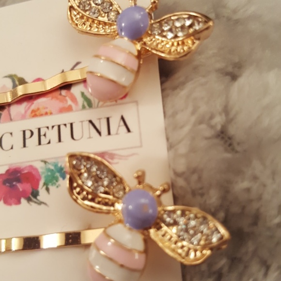 Pink & Lavender Bee Hair Pins - Picture 2 of 2